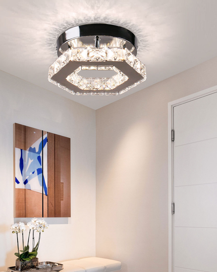 LED Pendant Light Hexagonal Crystal Ceiling Light