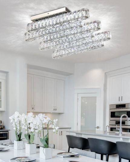 Long Square Design K9 Crystal LED Ceiling Light