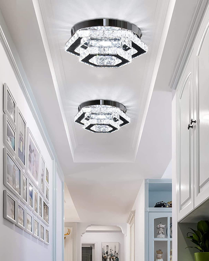 LED Crystal Lamp Double-Layer Polygonal Ceiling Light