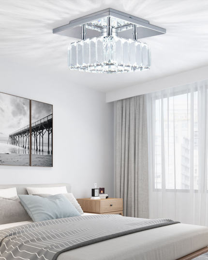 7.8" Modern Square K9 Crystal LED Ceiling Light