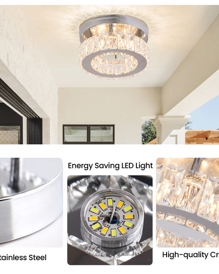Stainless Steel Small K9 Crystal Ceiling Lights