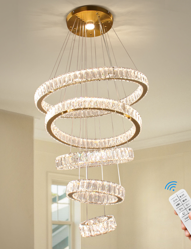 5-Ring LED Crystal Pendant Lamp