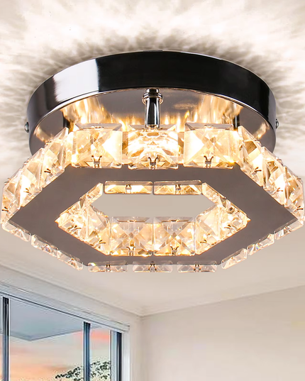 LED Pendant Light Hexagonal Crystal Ceiling Light