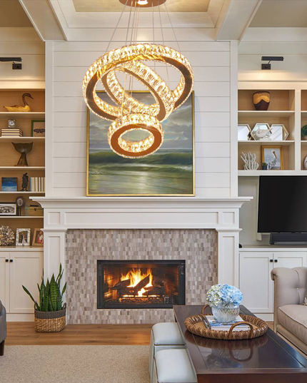 Modern 3-Ring K9 Crystal LED Chandelier