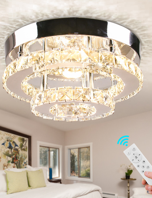 Modern Crystal 2 Tier Round Ceiling Chandelier
