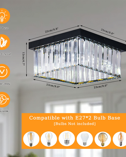 Nordic K9 Crystals Square Chandelier