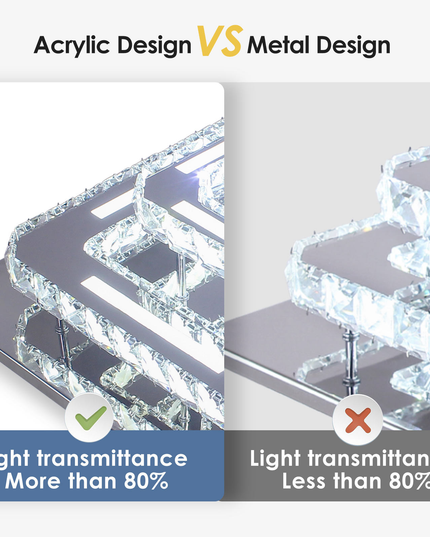 2-Layer Square K9 Crystal LED Ceiling Light