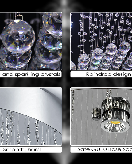 Long Hanging Wave LED Crystal Chandelier
