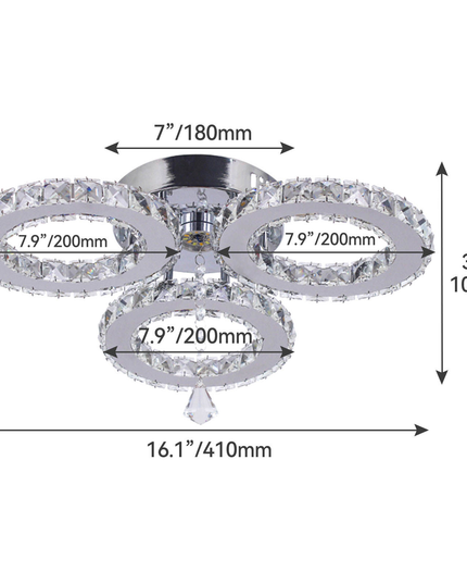 Three-Ring Stainless Steel Crystal Ceiling Lamp Pendant Light