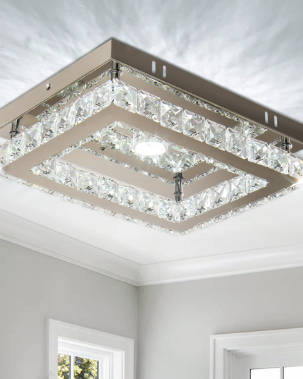 Luxury LED Single Rectangular Crystal Ceiling Light