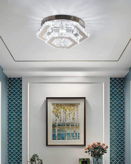 LED Crystal Lamp Double-Layer Polygonal Ceiling Light