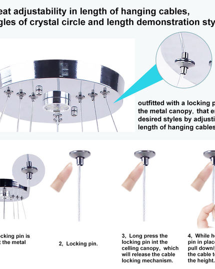 Modern 3-Ring Round K9 Crystal Pendant Chandelier
