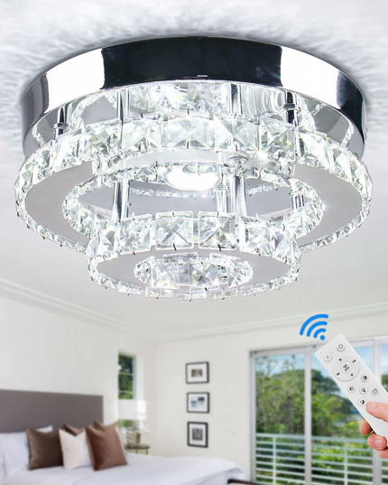 Modern Crystal 2 Tier Round Ceiling Chandelier