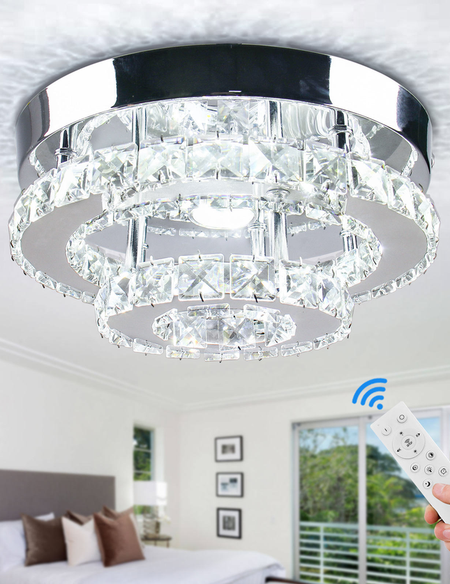 Modern Crystal 2 Tier Round Ceiling Chandelier