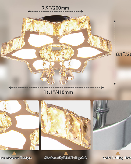 K9 Crystal Flower Design Chandelier