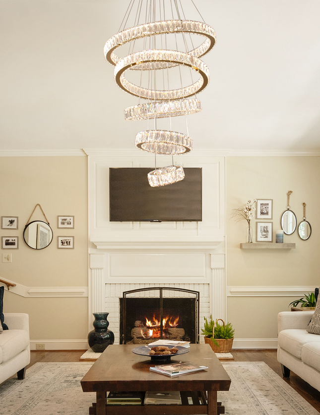 5-Ring LED Crystal Pendant Lamp
