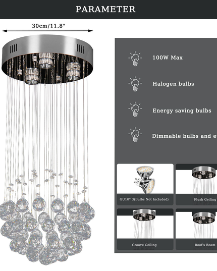 Luxury Led Round K9 Crystal Chandelier