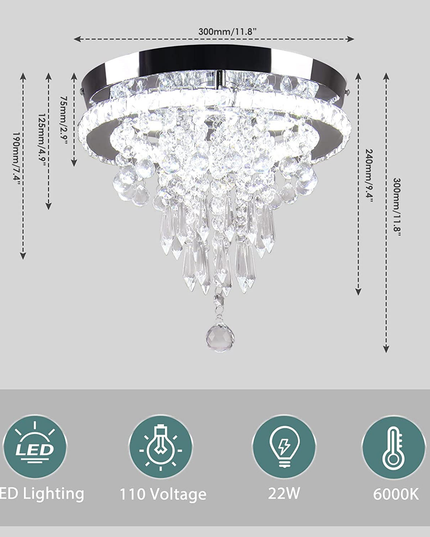 11.8 Inch LED Luxury Modern Nordic Crystal Chandelier