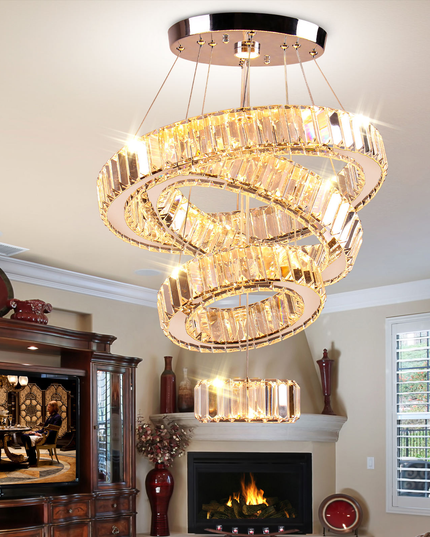 Modern Luxury 4-Ring Pendant Chandelier