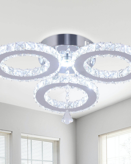 Three-Ring Stainless Steel Crystal Ceiling Lamp Pendant Light