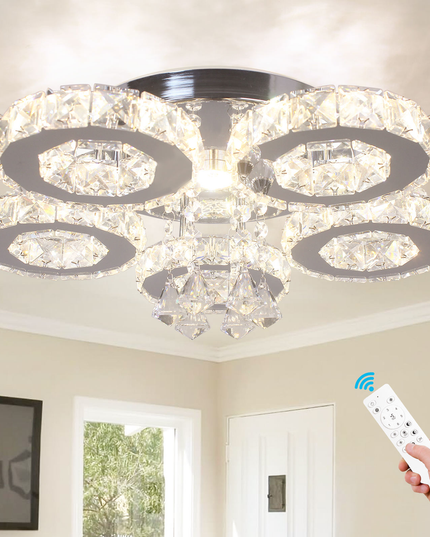 5-Ring LED Ceiling Light K9 Crystal Ceiling Chandelier