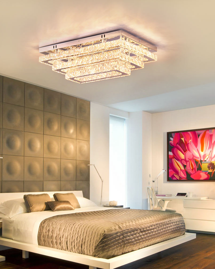 3-Tier Rectangular LED K9 Crystal Ceiling Chandelier