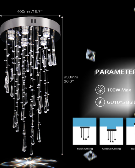 Luxury Modern LED Ceiling Light Crystal Chandelier