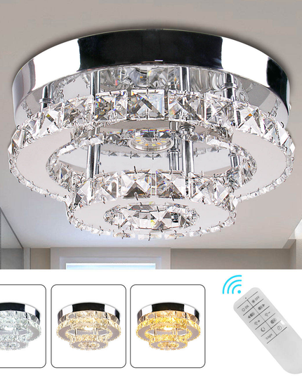 Modern Crystal 2 Tier Round Ceiling Chandelier