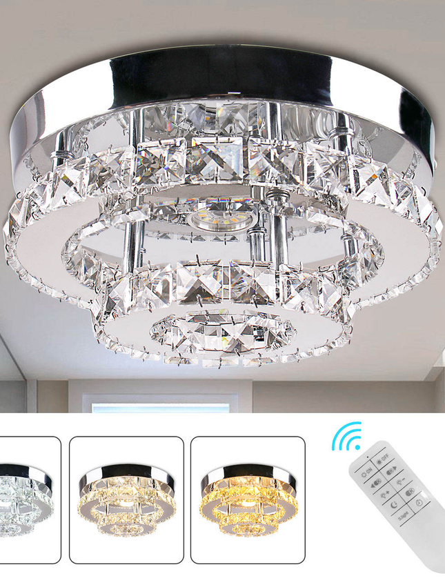 Modern Crystal 2 Tier Round Ceiling Chandelier