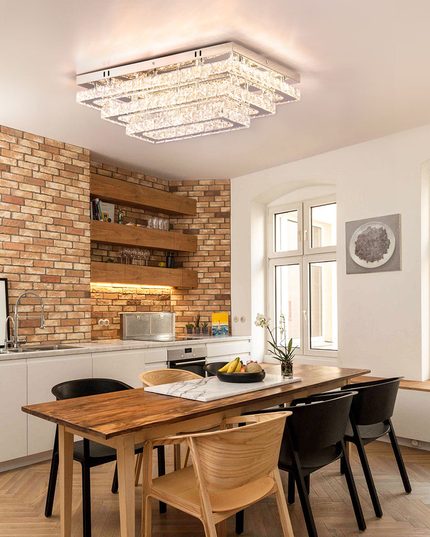 3-Tier Rectangular LED K9 Crystal Ceiling Chandelier