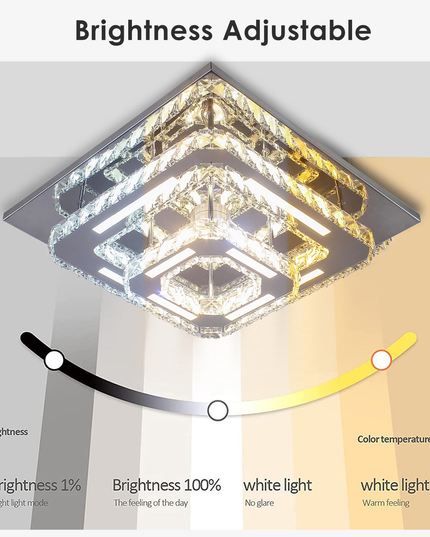 2-Layer Square K9 Crystal LED Ceiling Light