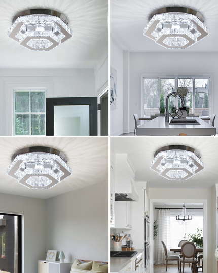 LED Crystal Lamp Double-Layer Polygonal Ceiling Light