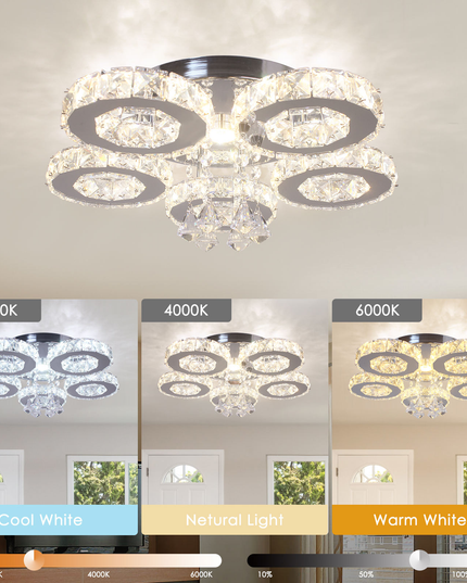 5-Ring LED Ceiling Light K9 Crystal Ceiling Chandelier