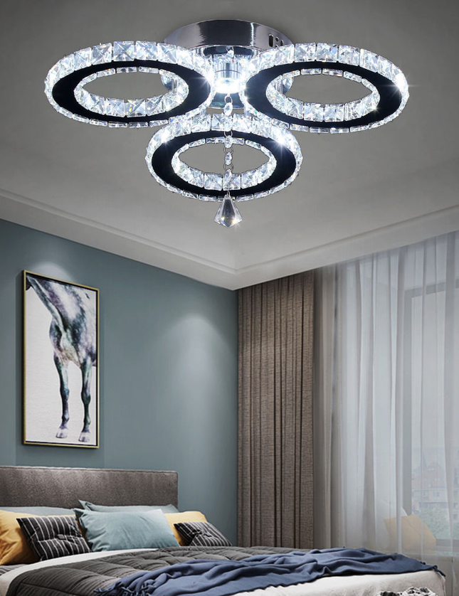 Three-Ring Stainless Steel Crystal Ceiling Lamp Pendant Light