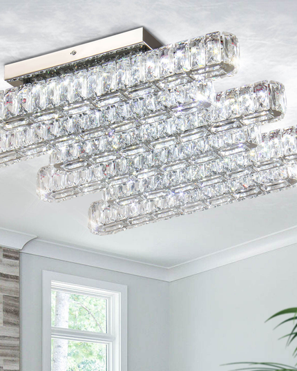 Long Square Design K9 Crystal LED Ceiling Light