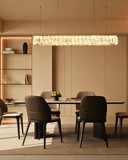 Suspended LED Crystal Line Chandelier