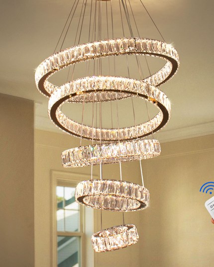 5-Ring LED Crystal Pendant Lamp