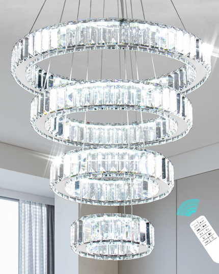 Modern Luxury 4-Ring Crystal Chandelier