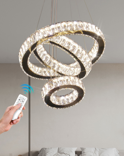 Modern 3-Ring K9 Crystal LED Chandelier