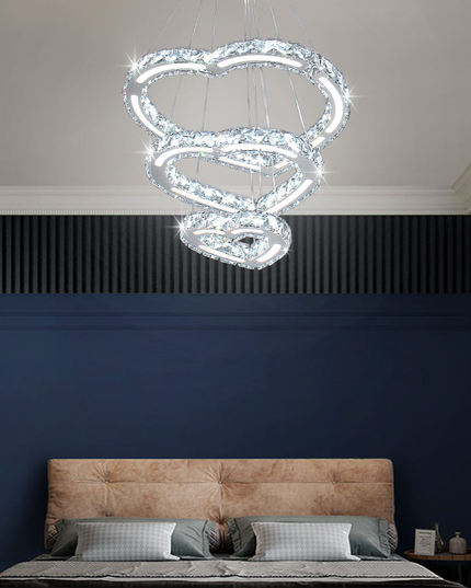 3 Hearts Rings K9 Crystal Pendant Light