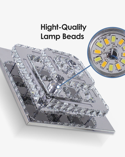 2-Layer Square K9 Crystal LED Ceiling Light