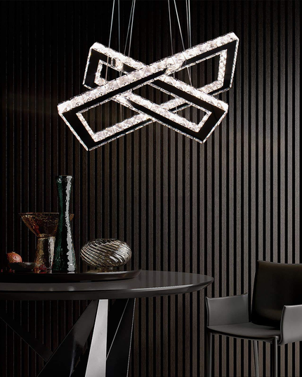 Ceiling Chandelier 2 Rectangular K9 Crystal
