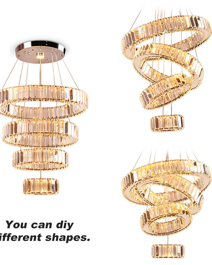 Modern Luxury 4-Ring Crystal Chandelier