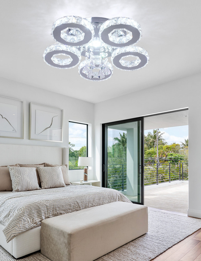 5-Ring LED Ceiling Light K9 Crystal Ceiling Chandelier