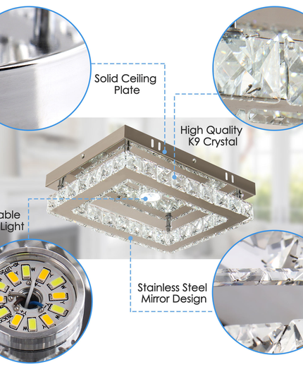 Luxury LED Single Rectangular Crystal Ceiling Light