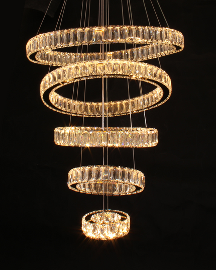 5-Ring LED Crystal Pendant Lamp