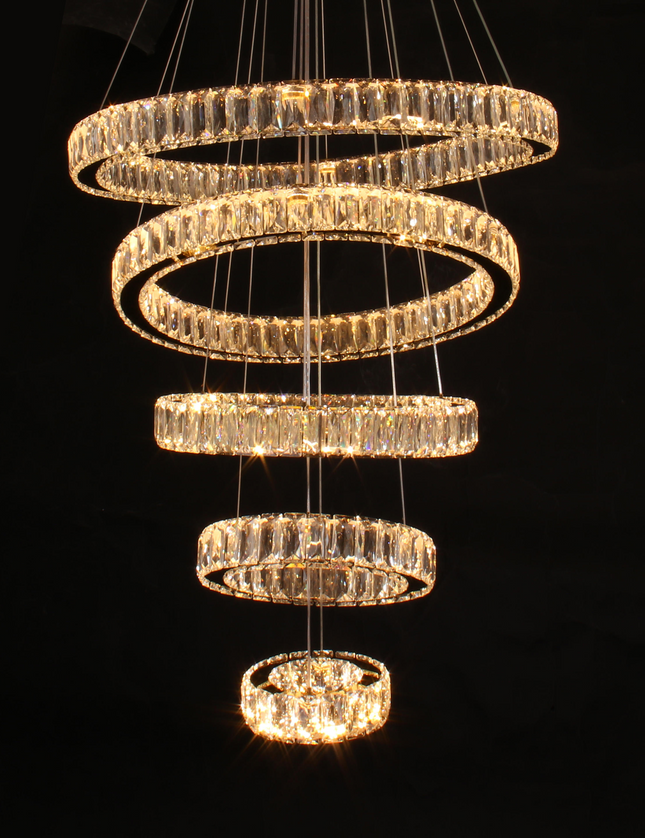 5-Ring LED Crystal Pendant Lamp