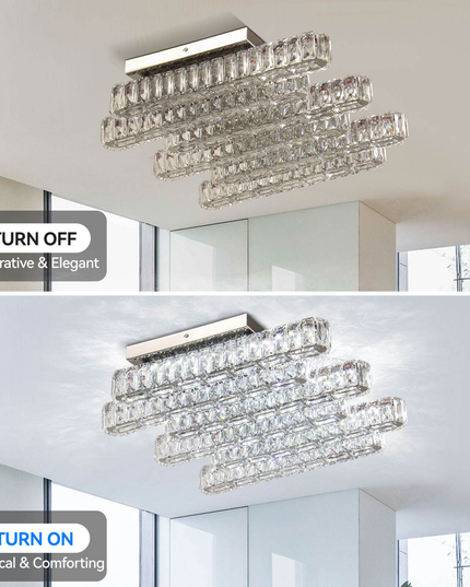 Long Square Design K9 Crystal LED Ceiling Light