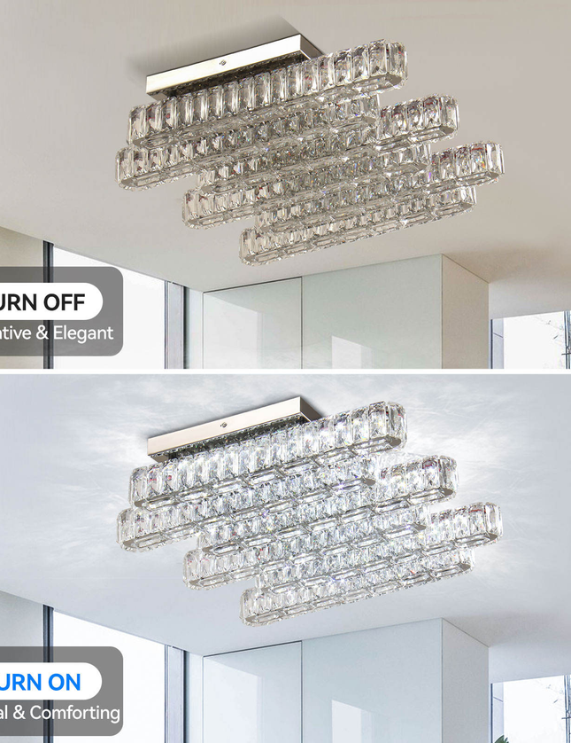Long Square Design K9 Crystal LED Ceiling Light