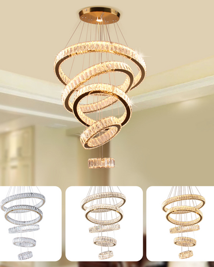 5-Ring LED Crystal Pendant Lamp